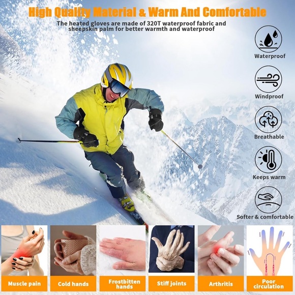 $79.99 (size XL) Heated Gloves, Winter Gloves with 2Pcs 2600mAh - Picture 3 of 7